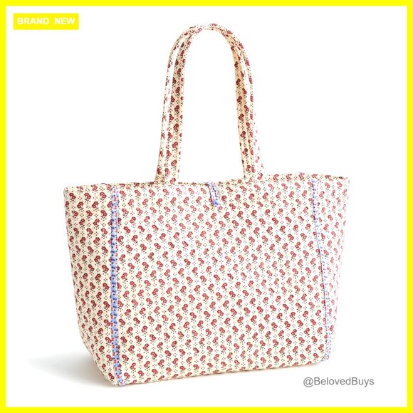 Structured Cotton Tote Bag with Zip Closure and Interior Pockets